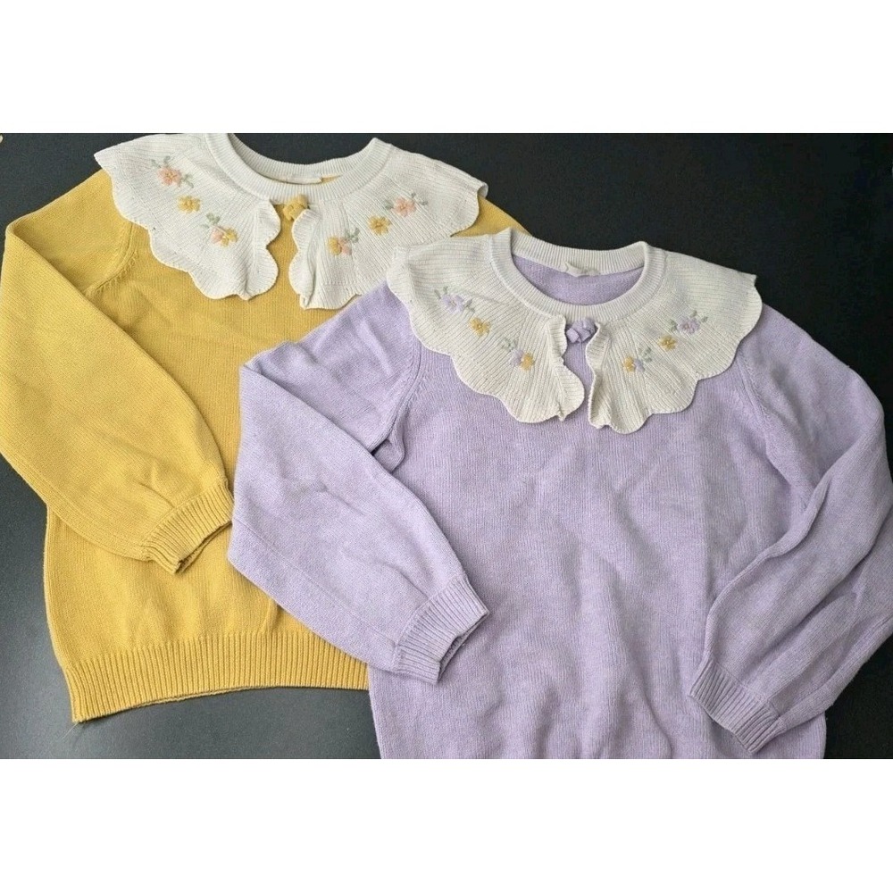 2 Dave & Bella Girls 6-7Y Cable Knit Sweater Victorian Cottage Core Pullover